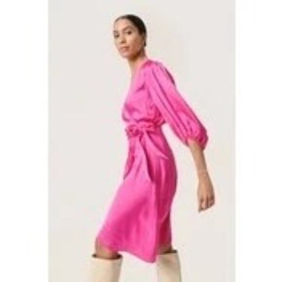 Soaked Studio NWT · XL · Eline Wrap Dress · Viscose Blend · Navy · Puff Sleeve - Picture 10 of 12